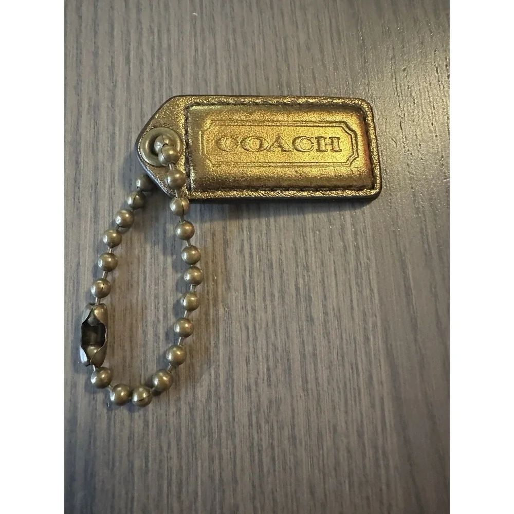 COACH Bronze Leather Bronze Chain Replacement Purse Handbag Hang Tag Charm